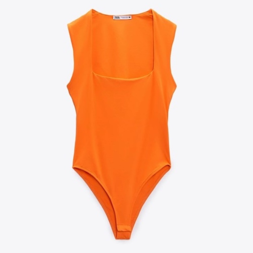 Zara Orange Sleeveless Bodysuit